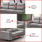 Fellie Series 2/3-Seater Sofa Set w/ Bottle Holder - Pet-Friendly Material Option