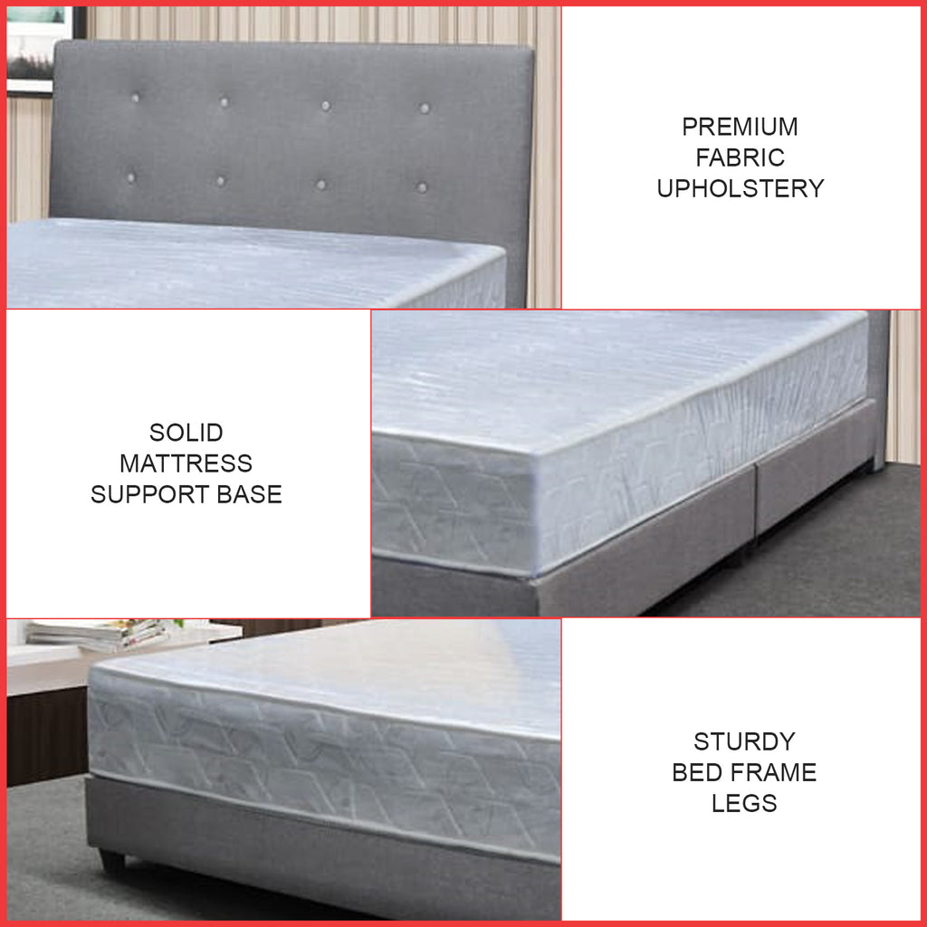 Ollie Fabric Divan Bed Frame With Mattress Package - All Sizes Available