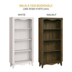 NALIS 4-Tier Book Shelf, Display Cabinet in White And Walnut Color