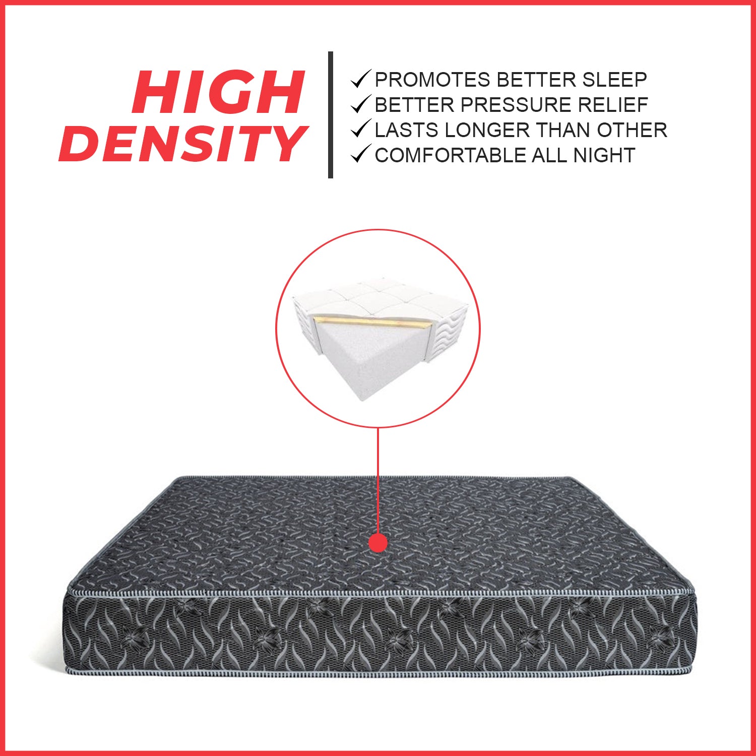 Diomire Eco Foam 4"/5"/8" High Density Mattress Tricot Fabric