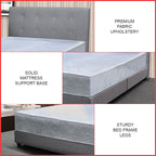 Ollie Fabric Divan Bed Frame With 10" Orthocoil Posture Plus Euro-Top Mattress - All Sizes Available