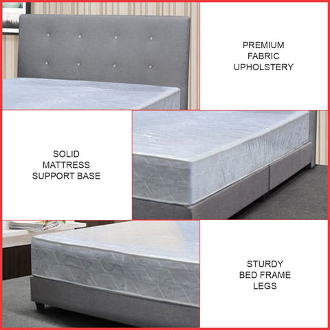 Image of Ollie Fabric Divan Bed Frame With 10" Ashford Euro Top Mattress - All Sizes Available
