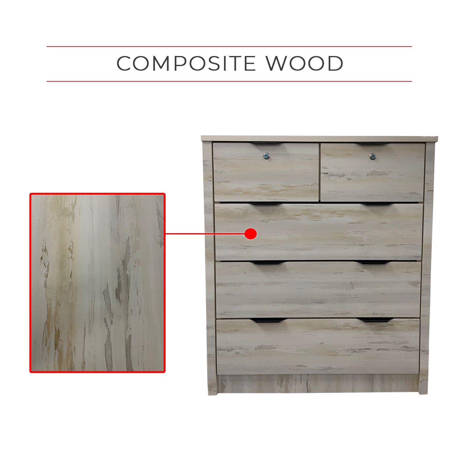 Pachuca 5 Chest of Drawers Composite Wood
