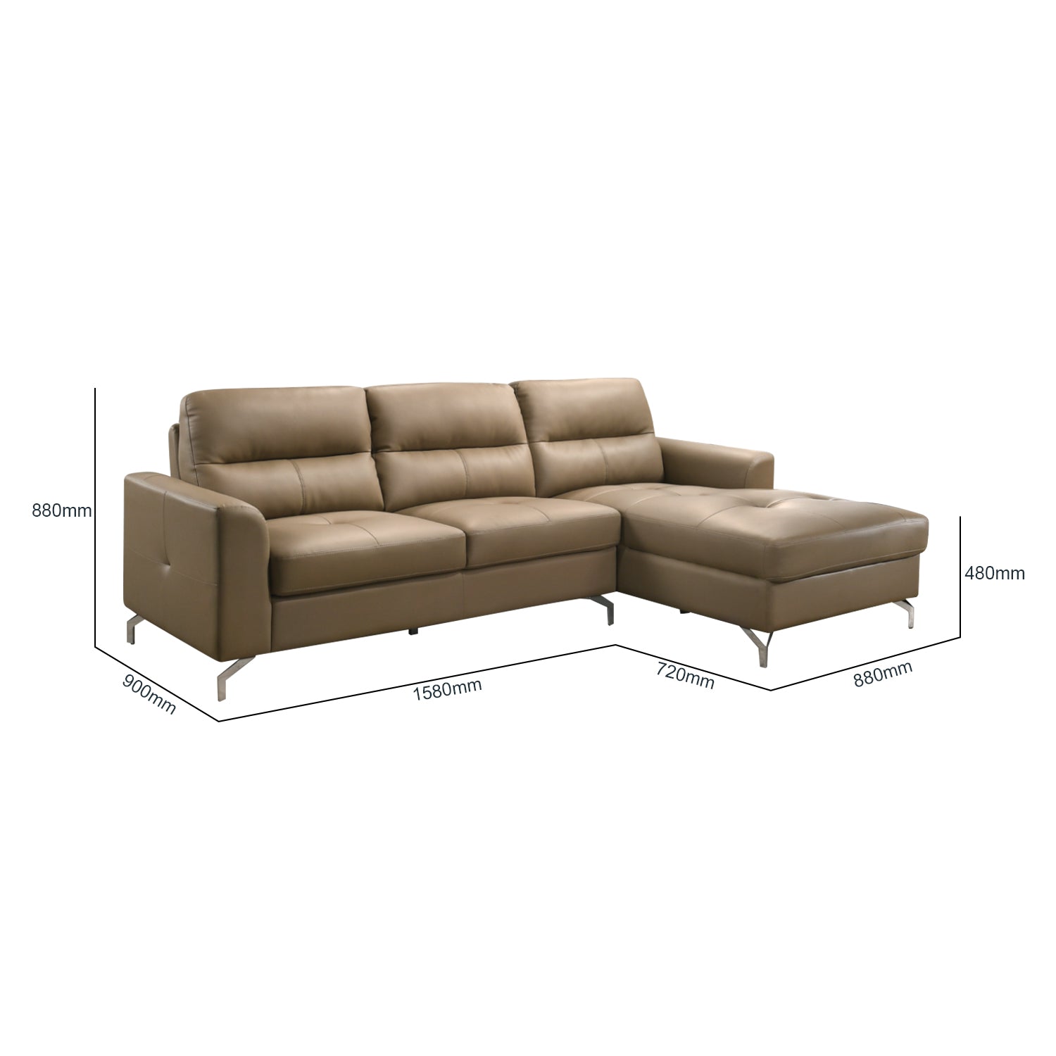 Mona Premium L-Shaped Sofa In Brown Top Grade PU Leather Upholstery