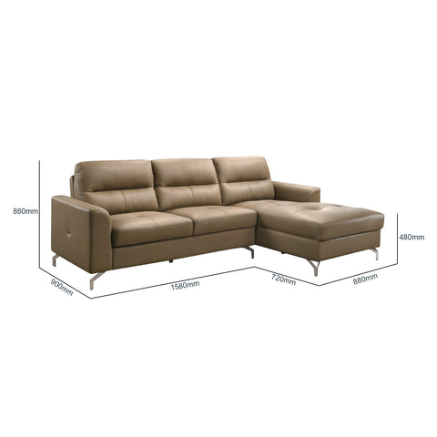 Image of Mona Premium L-Shaped Sofa In Brown Top Grade PU Leather Upholstery