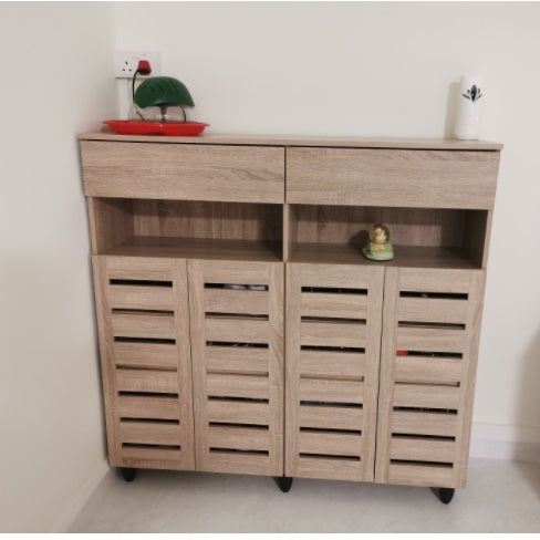DOTA 2 Doors And 4 Doors Shoe Cabinet with Drawer In Natural Oak Color
