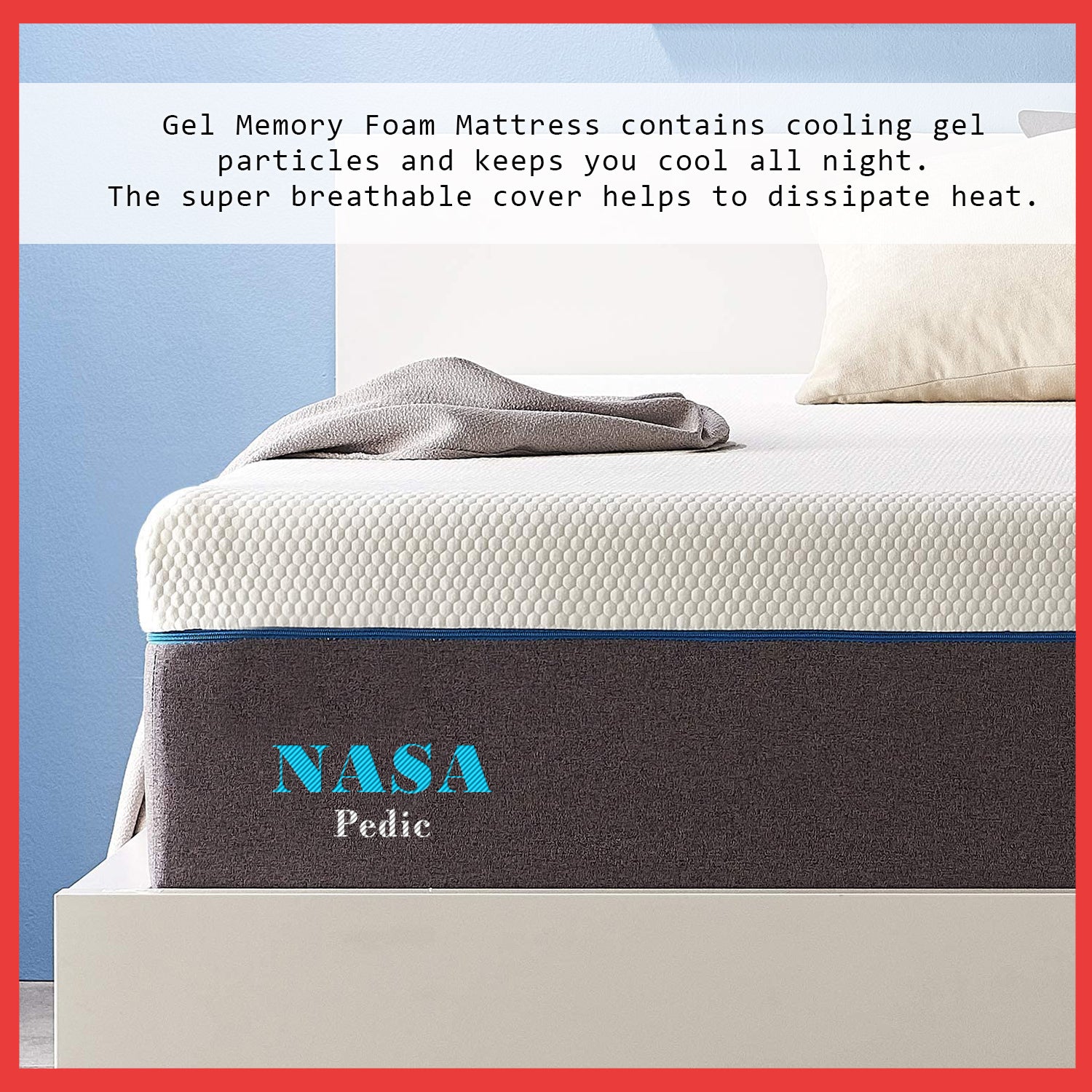 Diomire 10" NASA Pedic Gel Memory Foam Mattress. All Sizes Available