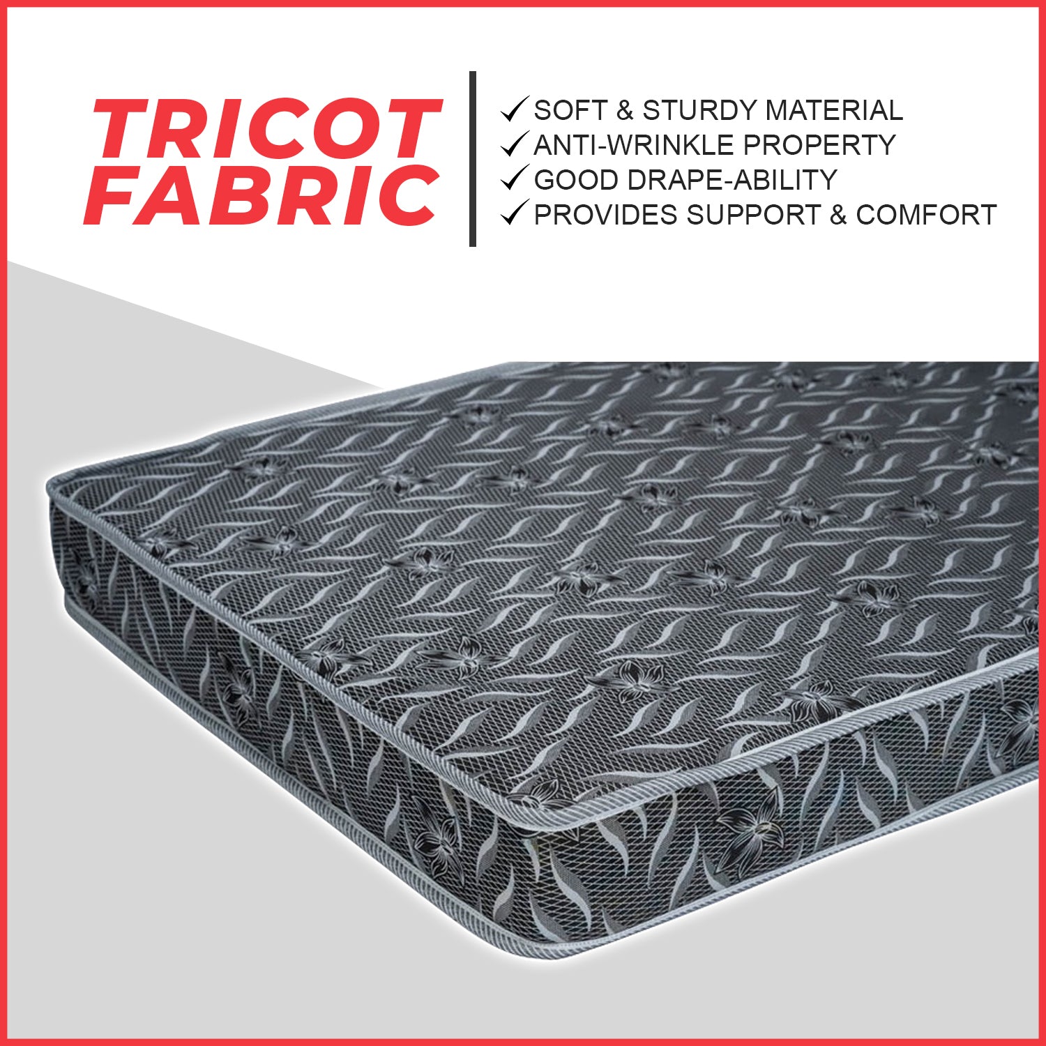 Diomire Eco Foam 4"/5"/8" High Density Mattress Tricot Fabric