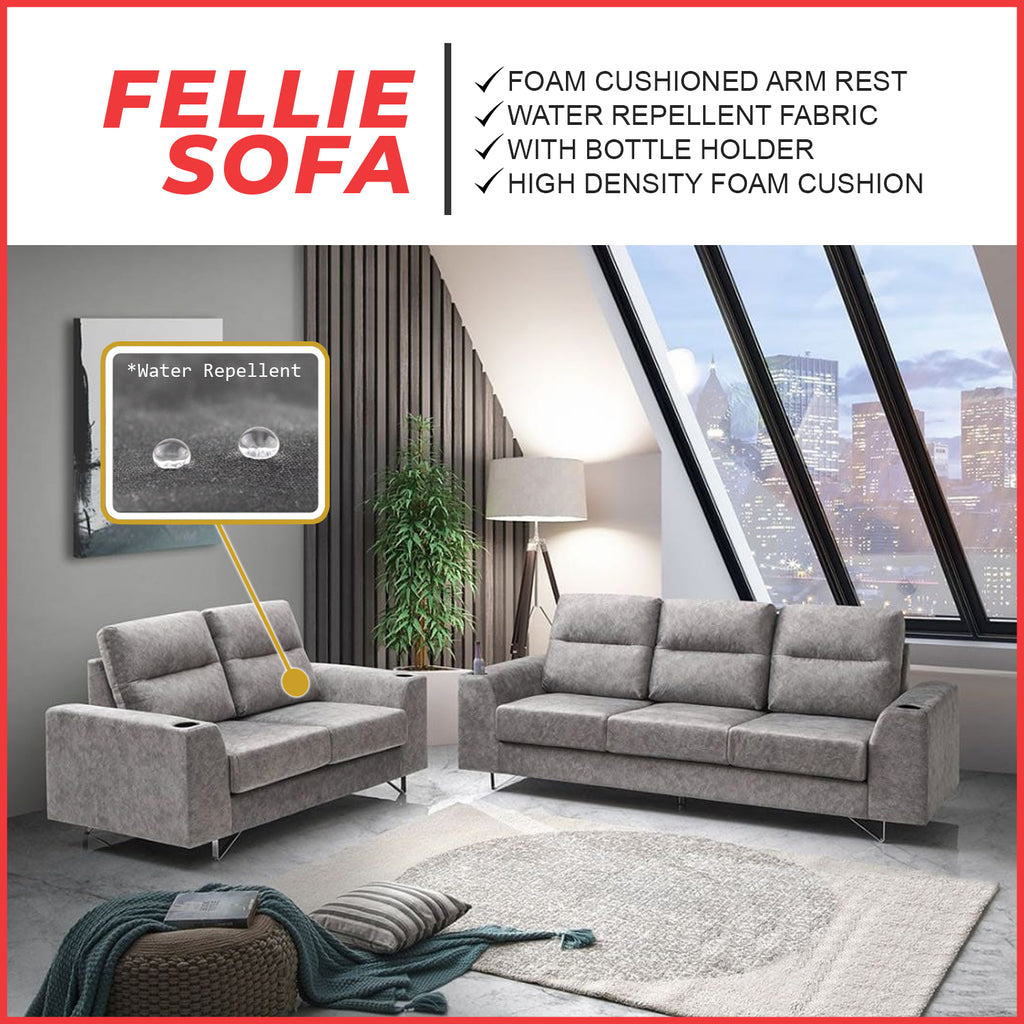 Fellie Series 2/3-Seater Sofa Set w/ Bottle Holder - Pet-Friendly Material Option
