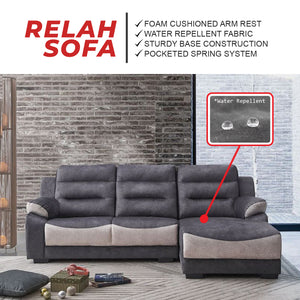 Relah Series L-Shaped Sofa in Left/Right Chaise Water Repellent Fabric