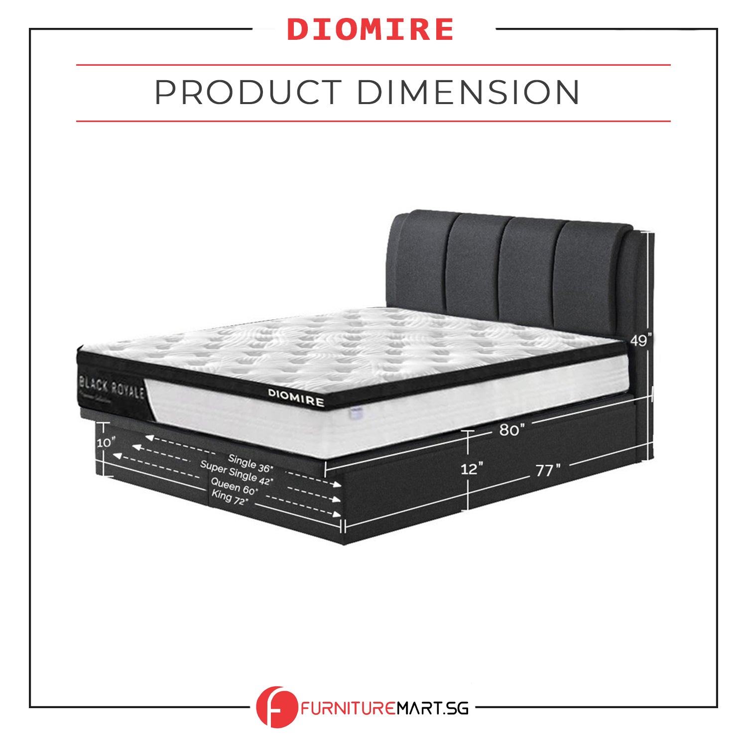 Diomire Leather And Fabric Storage Bed Frame with Mattress Package. All Sizes Available