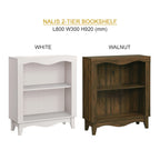 NALIS 2-Tier Book Shelf, Display Cabinet in White And Walnut Color