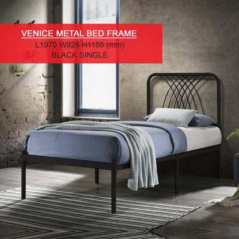 Image of Venice Single & Queen Metal Bed Frame Powder Coated in 2 Colors