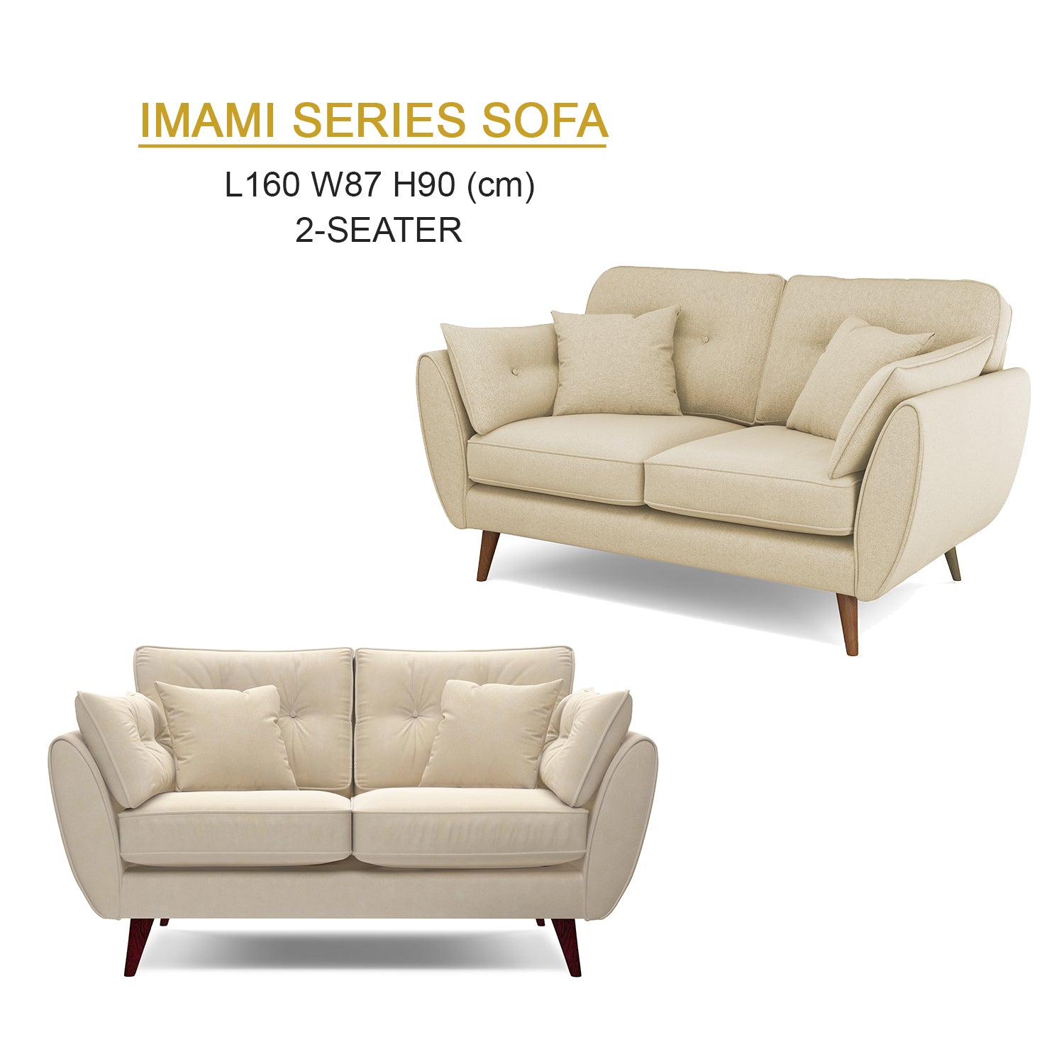 Imani Series 1/2/3 Seater Sofa Fabric/Faux Leather in 8 Colors
