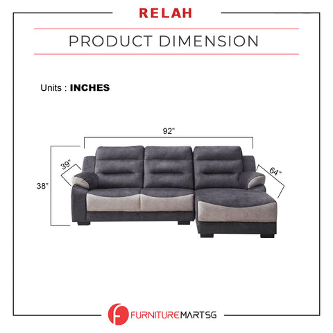 Relah Series L-Shaped Sofa in Left/Right Chaise Water Repellent Fabric