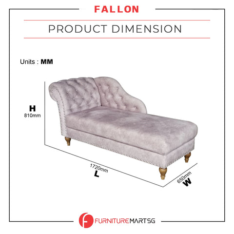 Image of Fallon Series Velvet Fabric Sofa Chaise Lounge in Grey Color