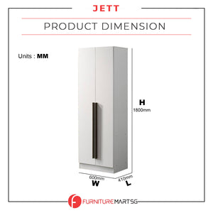 Jett 2-Door Wardrobe Swing Door In White Colour