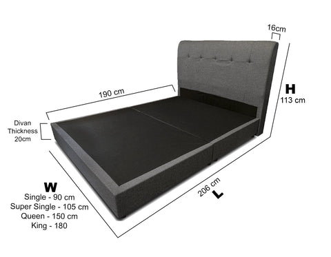 Image of Sigma Grey Linen Fabric Divan Bed Frame  - All Sizes Available