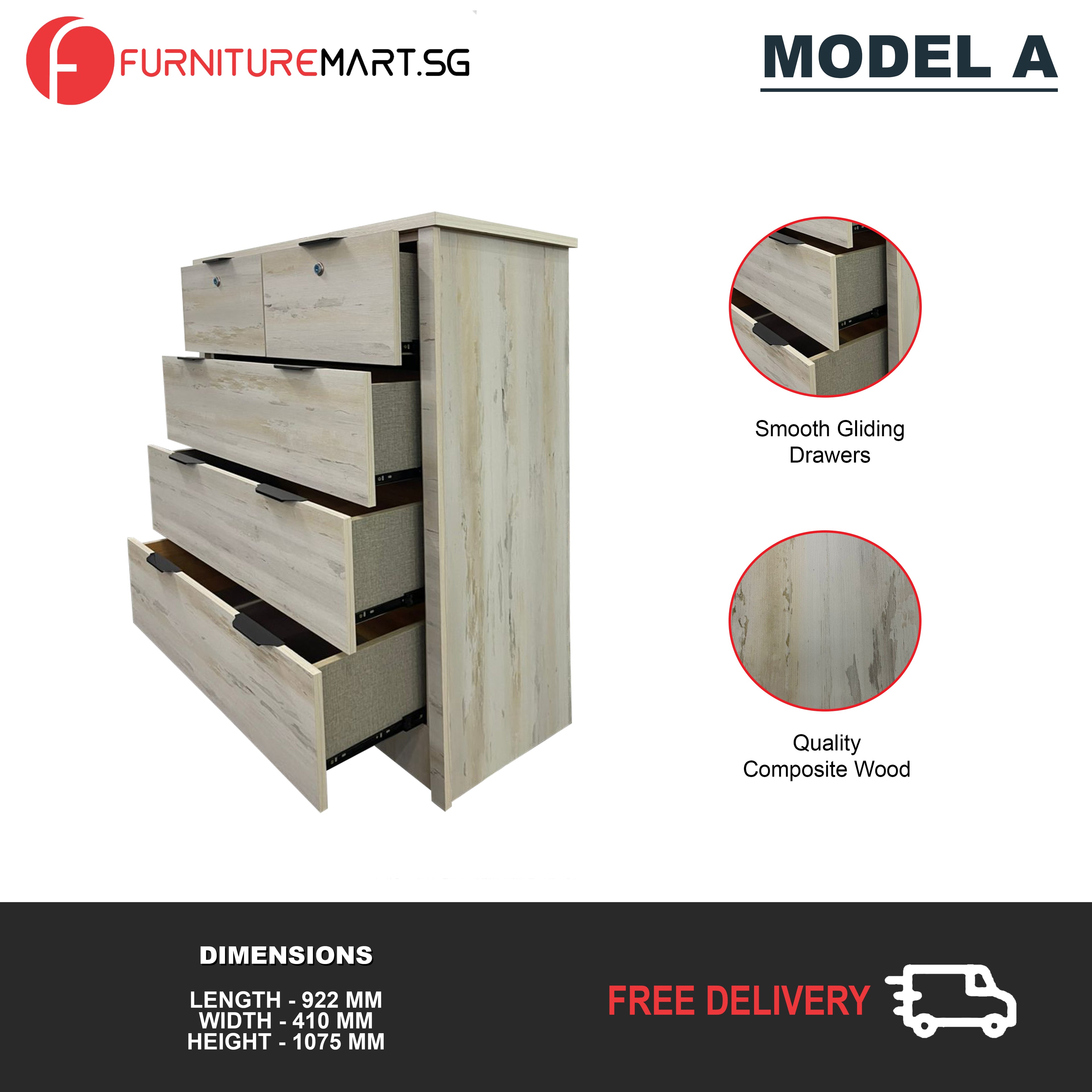 Pachuca 5 Chest of Drawers Composite Wood