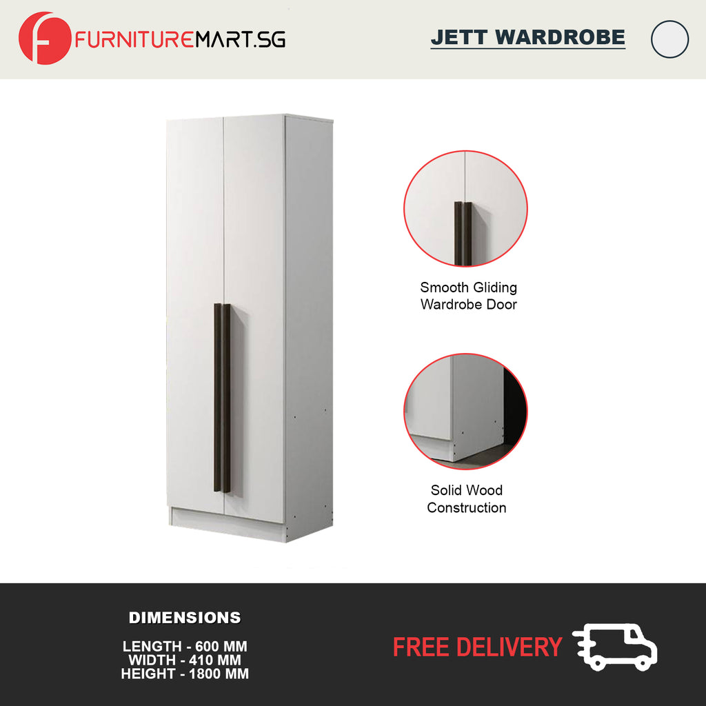Jett 2-Door Wardrobe Swing Door In White Colour