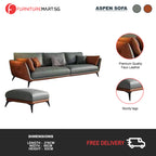 Aspen 1/2/3/4 Seater Fabric / Faux Leather Sofa with Ottoman in 8 Colors