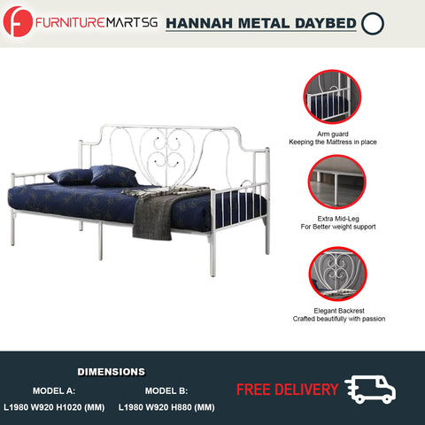 Image of Hannah White Classic Elegant Metal Daybed Frame 2 Design