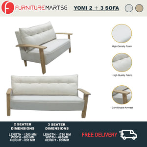 Yomi 2+3 Seater Fabric Sofa in Natural and Beige Color