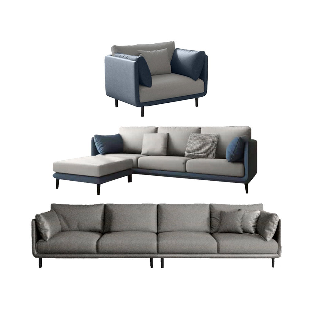 Malmo Minimalist Series Fabric/Faux Leather Sofa 1/2/3/4 and Stool Seaters in 6 Colors