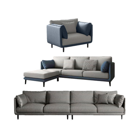 Image of Malmo Minimalist Series Fabric/Faux Leather Sofa 1/2/3/4 and Stool Seaters in 6 Colors