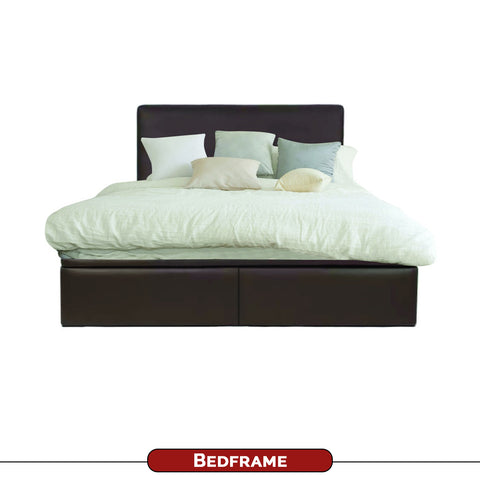 Keira SBD 12" / 16" Leather Storage Bed Frame In Brown with Mattress Package In Single, Super Single, Queen, and King Size