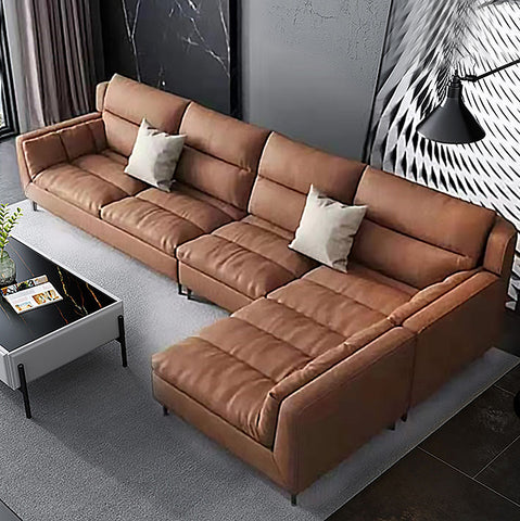 Image of Fabienne 4 Seater Faux Leather L-Shape Sofa In 3 Colours-Furnituremart.sg