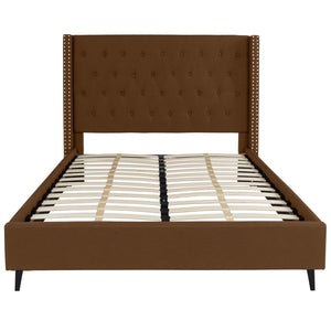 Moonstar Classic Bed Frame In Black Velvet And Brown Faux Leather