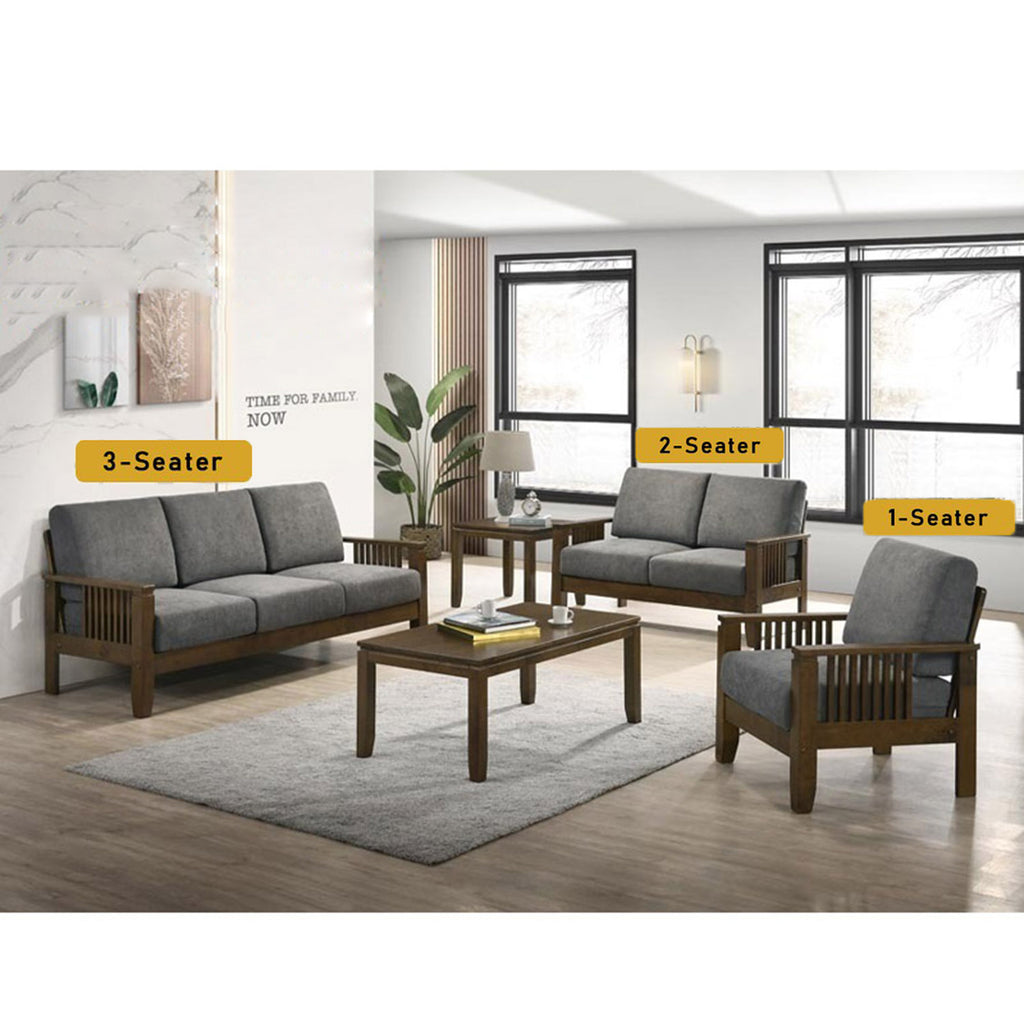 Frida Series 1,2,3 Seater Sofa Set Solid Wood Living Room Furnitures in Grey