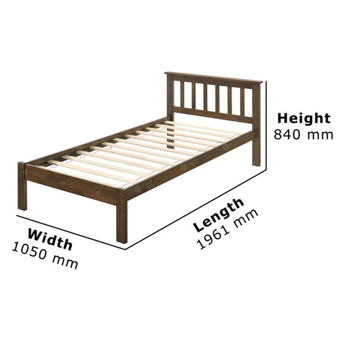 Image of Terra Solid Wood Bed (White / Walnut) / Two Color Available / Strong Construction / Solid rubber wood