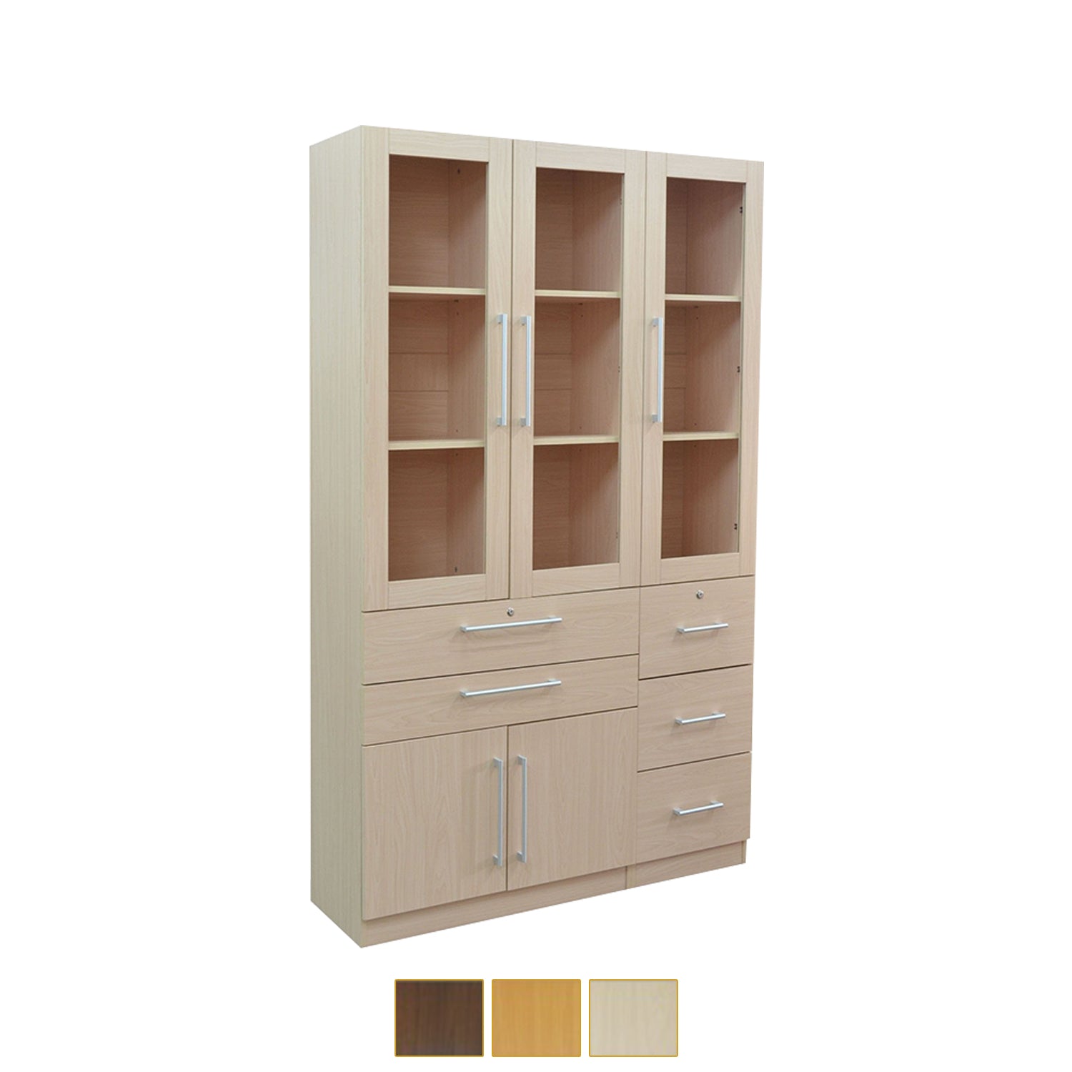 Darra Series 8 Bookshelf With Glass Doors In 3 Colors
