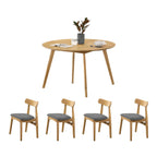 Mitti Round Dining Set Table with Chair in Natural Color