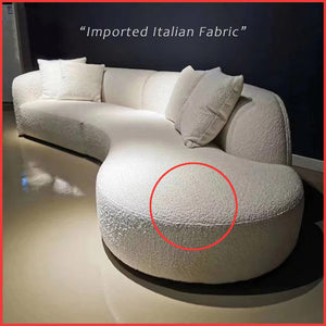 Perla Series Curved Shaped Sofa Imported Italian Fabric in Blue