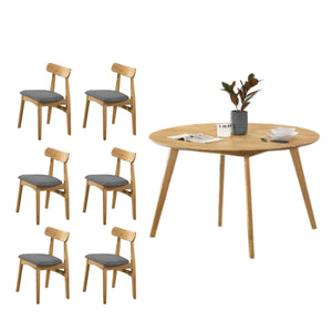 Mitti Round Dining Set Table with Chair in Natural Color