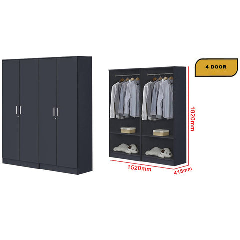 Image of Panama Series 4 Door Wardrobe in Dark Grey Colour