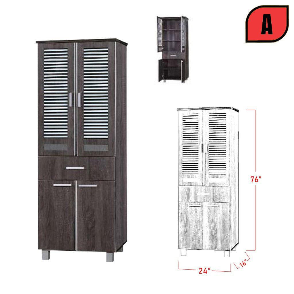 Charlie Series Tall Kitchen Cabinet with Drawer in 3 Designs