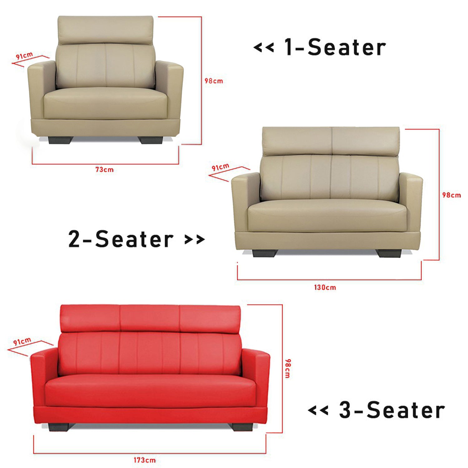 Harper Series 1/2/3 Seater Leather/ Fabric Sofa Set With Chaise In 12 Colours-Furnituremart.sg