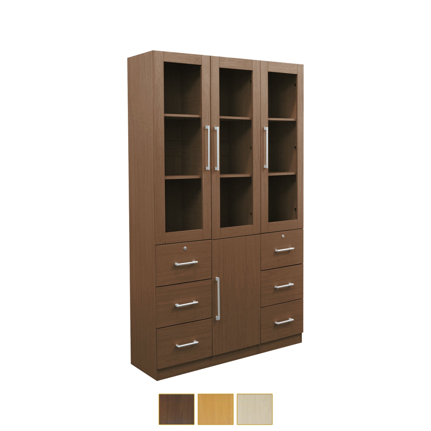 Darra Series 6 Bookshelf With Glass Doors In 3 Colors