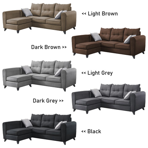 Image of Dixie Series Fabric 1/2/3-Seater L-Shaped Sofa Set with Chaise in 5 Colours