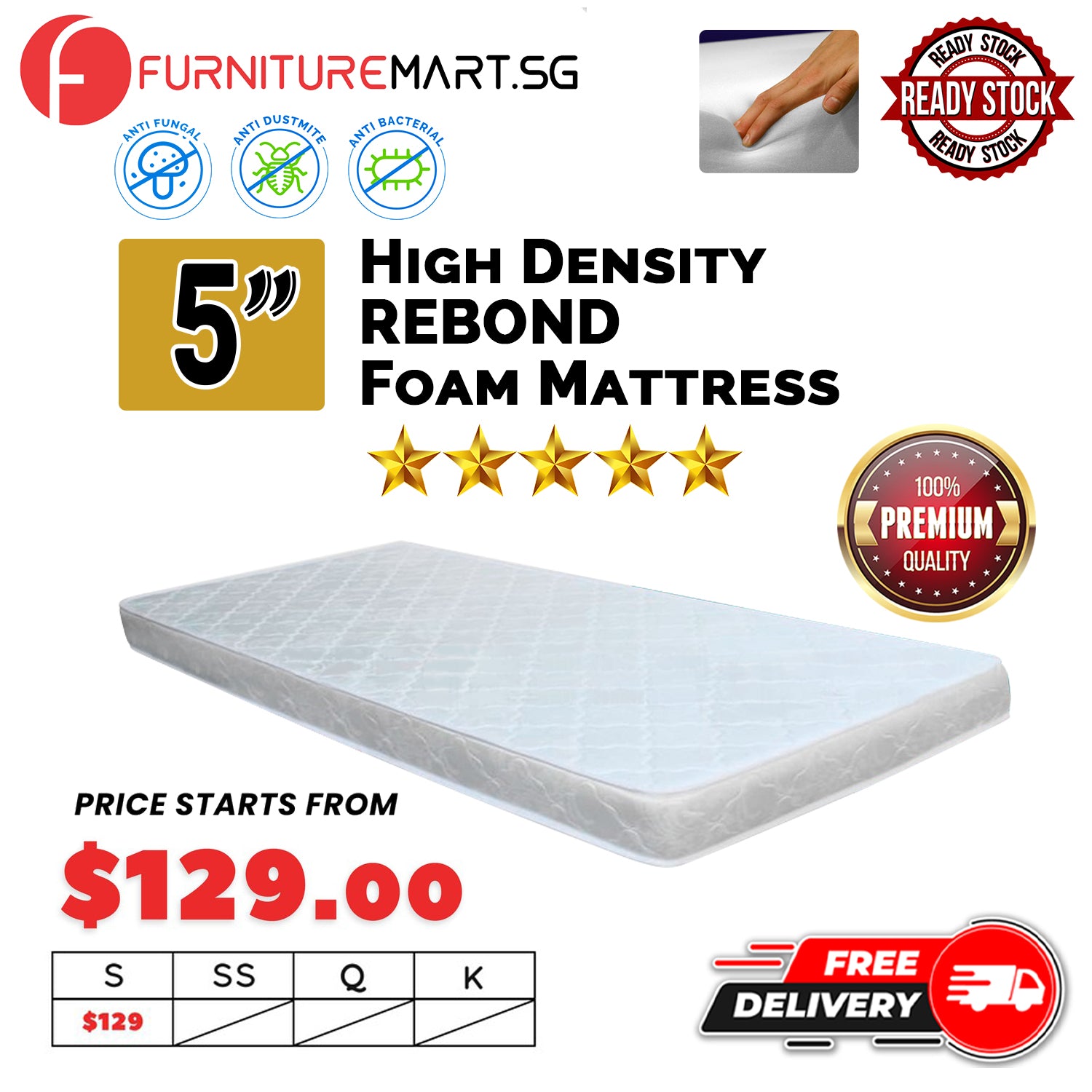 🔥 READY STOCK 🔥 - 4"/5" Single /Super Single High Density Foam Mattress