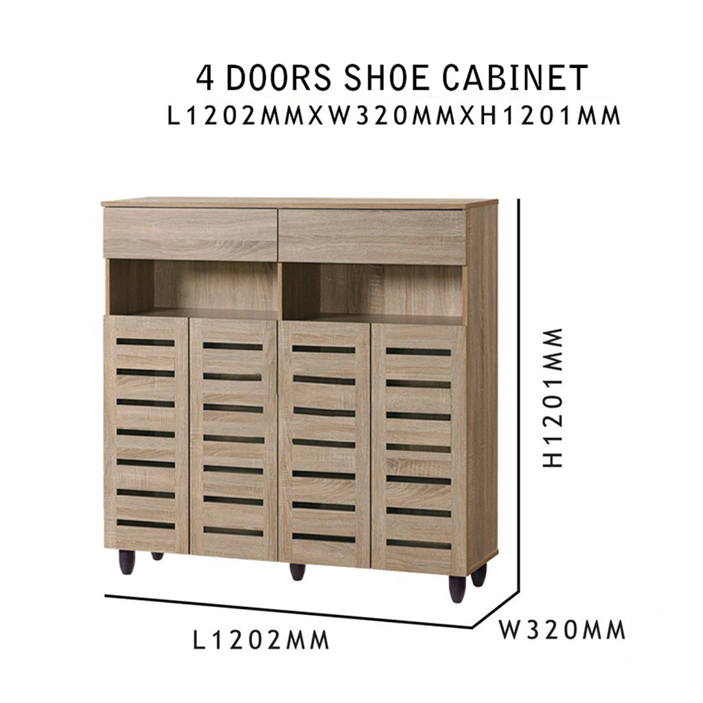 DOTA 2 Doors And 4 Doors Shoe Cabinet with Drawer In Natural Oak Color