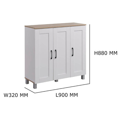 Image of HEMNES 3 Doors Shoe Cabinet / Multi Function Shoe Rack / Strong Construction Laminate Wood