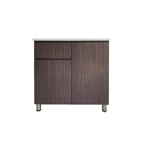 Image of Everly 2 Door Walnut Kitchen Cabinet Ceramic Tile Top with Gas Cabinet