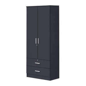 Panama Series 2 Door Wardrobe with Drawers in Dark Grey Colour
