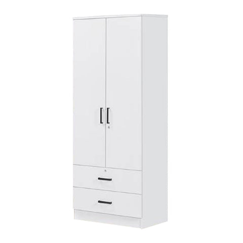 Image of Cyprus Series 2 Door Wardrobe with Drawers in Full White Colour