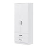 Cyprus Series 2 Door Wardrobe with Drawers in Full White Colour